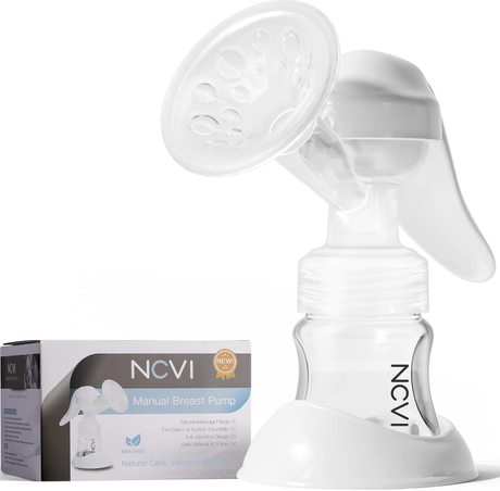 NCVI Manual Breast Pump for Breastfeeding Small Nipple, 20mm Silicone Soft Flange Single Hand Held Pump Breast Milk 5oz, BPA-Free with Two Kinds of Suction Adjusted Suitable White(upgraded Version)