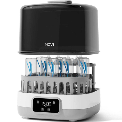 NCVI 20-Minute Baby Bottle Sterilizer and Dryer with 2 Bottle Trays for 8/6 Bottles