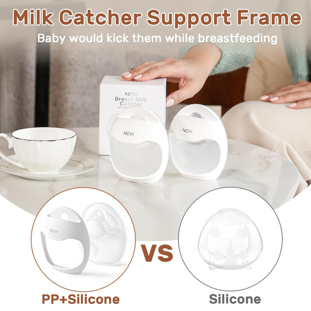 NCVI Silicone Breast Milk Collector Catcher, Let Down Manual Breastmilk Saver Collection Cup for Leaking Milk