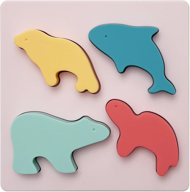 NCVI Christmas Baby Animal Puzzles 12-18 Months+, Soft Silicone Toddler Puzzles Ages 1-2, Food-Grade Silicone