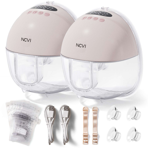 NCVI wearable breast pump 8131, Pink, 2 Pack