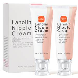 NCVI Pure Lanolin Nipple Cream for Breastfeeding, Nipple Crack Relief Care Cream for Breastfeeding Pain Suitable for Nursing Mothers/Pregnant Women, 100% Natural Ingredient -1.41 Ounces X 2PCS