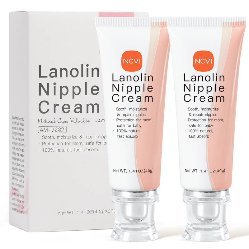 NCVI Pure Lanolin Nipple Cream for Breastfeeding, Nipple Crack Relief Care Cream for Breastfeeding Pain Suitable for Nursing Mothers/Pregnant Women, 100% Natural Ingredient -1.41 Ounces X 2PCS