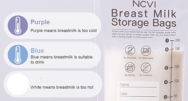 NCVI Breastmilk Storage Bags Temperature Sensing
