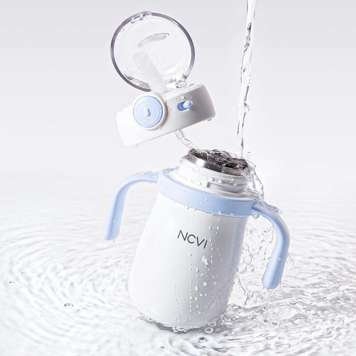 NCVI Kids Stainless Steel Straw Cup for Toddlers 1-3 Years Old