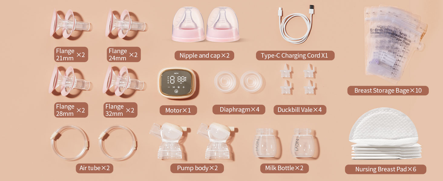 NCVI Double Electric Breast Pump 8102 Orange 4400mah Package Includes