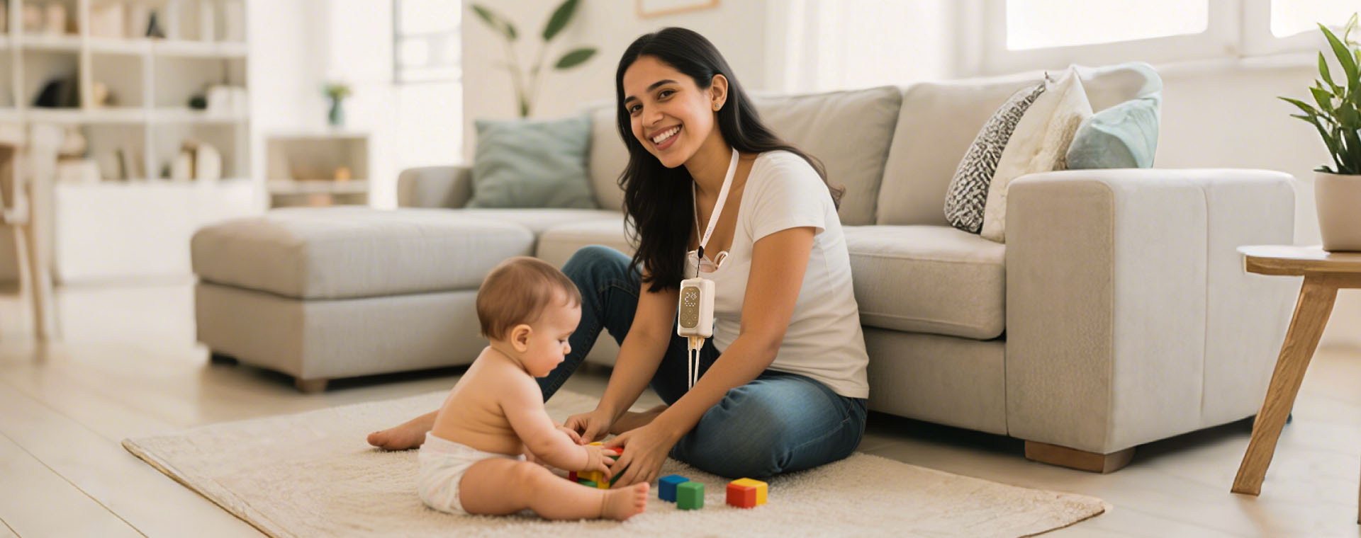 Use a breast pump when playing with your baby