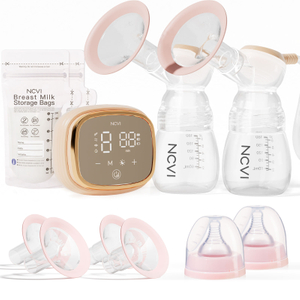 NCVI Double Electric Breast Pump 8102, Upgraded 4400mAh Battery with Night Light, Portable Breast Pump for Breastfeeding, 4 Modes & 9 Levels, LED Display, With 8 Flanges, Breastmilk Bags, Nursing Pads