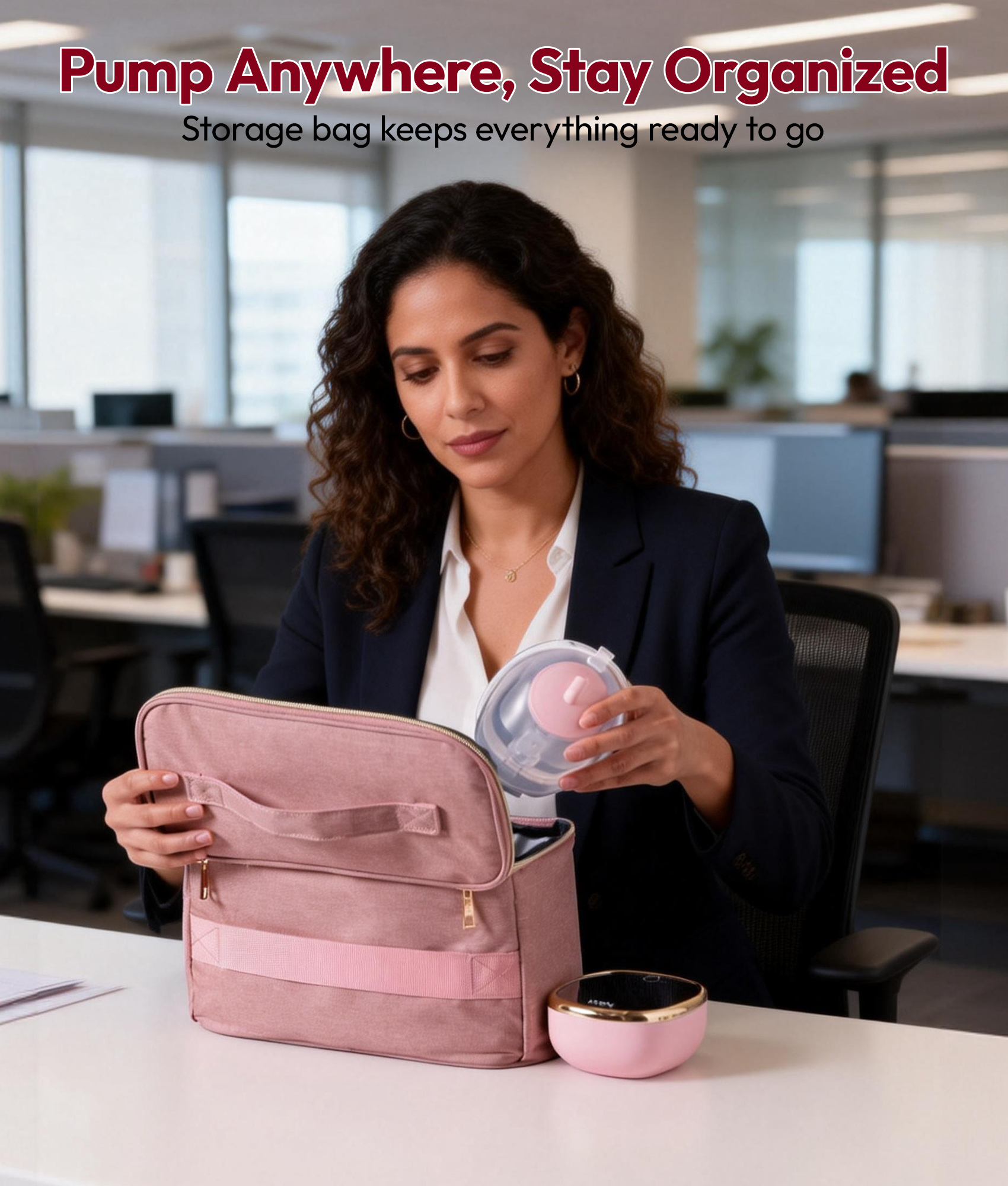 NCVI Wearable Breast Pump, in-Bra Hands-Free Electric Pump with Carry Case