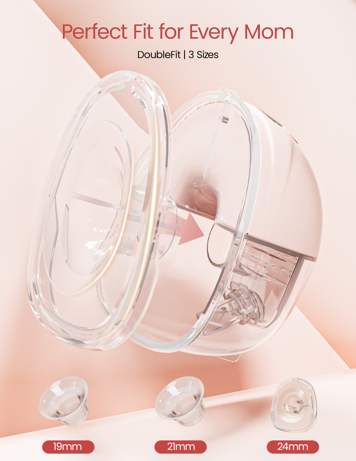 Breast Pump Hands Free, Wearable Breastfeeding Pump with 4 Modes & 9 Levels, Portable Electric Breast Pump, Strong Suction, Discreet & Smart Display, 19/21/24mm Insert/Flange, 2 Pack