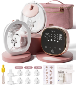 NCVI Wearable Breast Pump, in-Bra Hands-Free Electric Pump with Carry Case