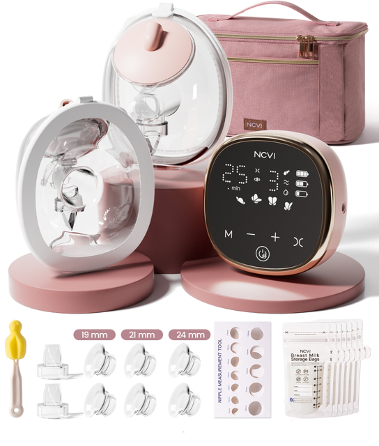 NCVI Wearable Breast Pump, in-Bra Hands-Free Electric Pump with Carry Case