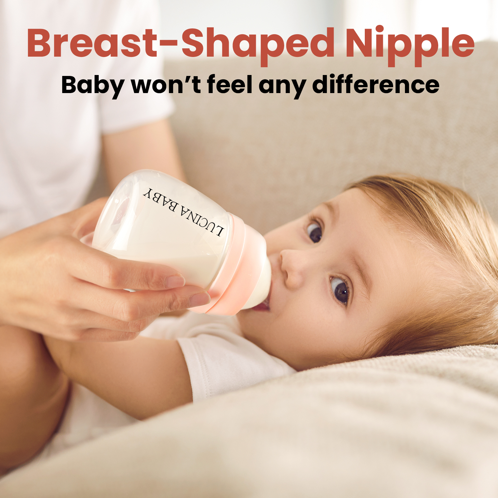 LUCINA BABY breast-shaped nipple silicone baby bottle - baby won't feel any difference, smooth transition from breast to bottle