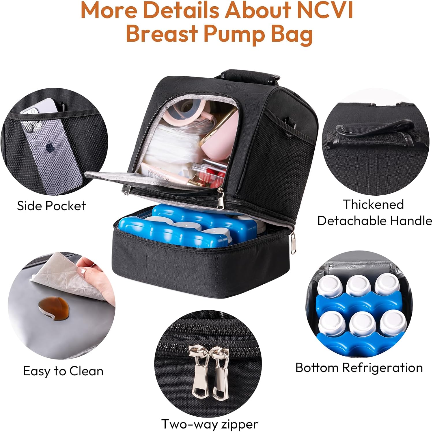 NCVI Breast Pump Backpack, Double Layer Removable, for Spectra/Medela