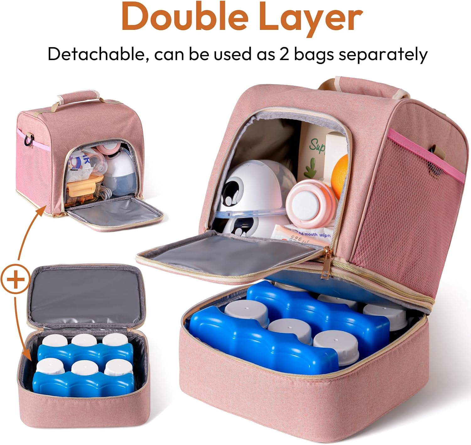 NCVI Breast Pump Backpack, Double Layer Removable, for Spectra/Medela