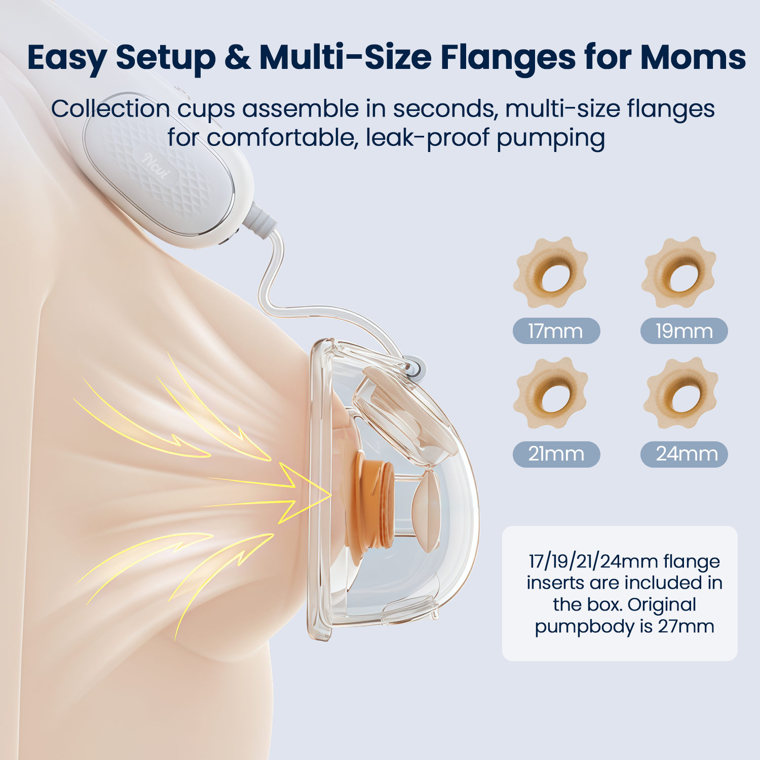 NCVI Wearable Neck Breast Pump App Control, Hands Free 6oz Collection Cups