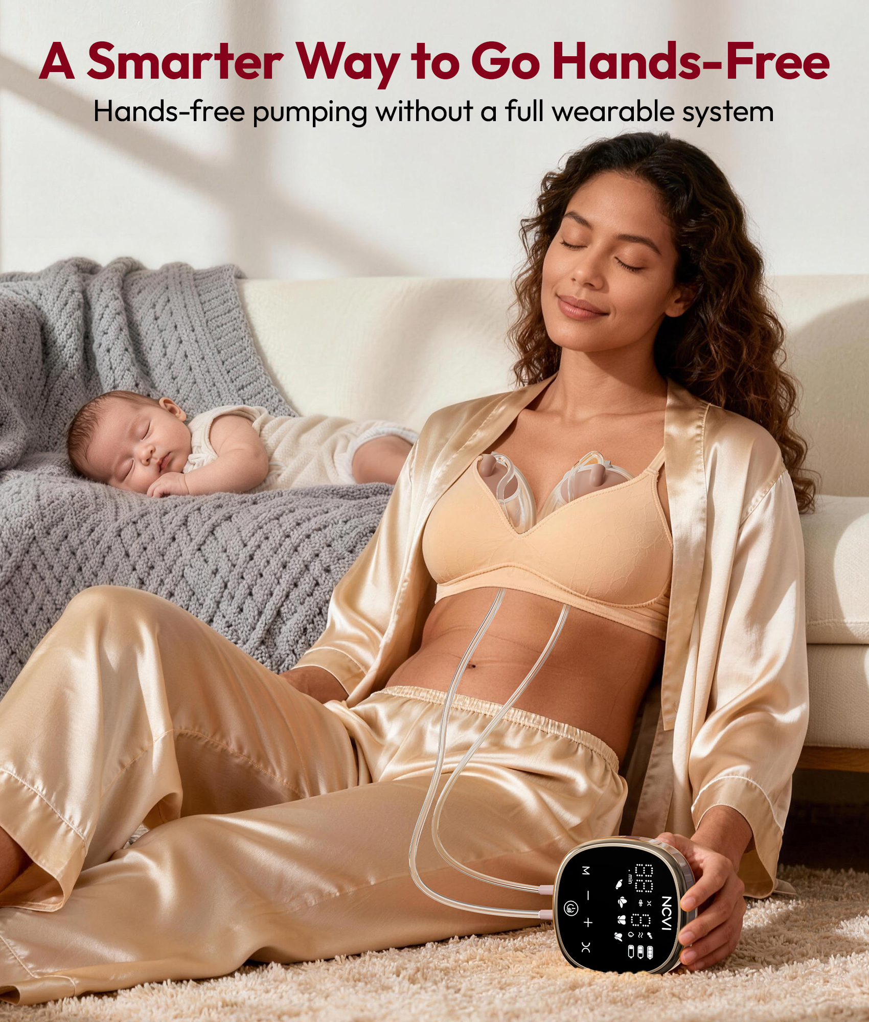 NCVI Wearable Breast Pump, in-Bra Hands-Free Electric Pump with Carry Case