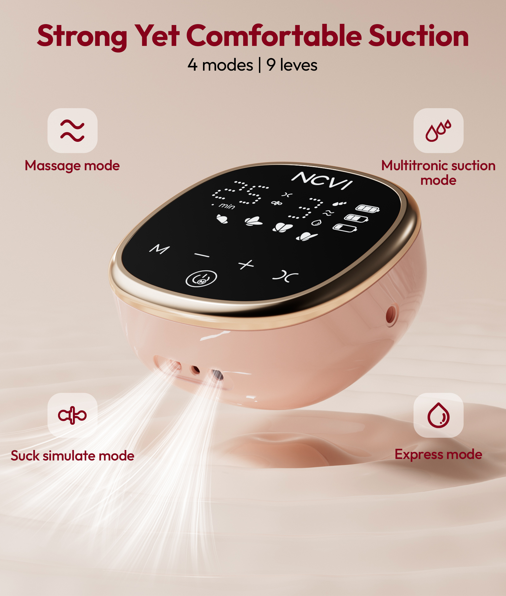 NCVI Wearable Breast Pump, in-Bra Hands-Free Electric Pump with Carry Case
