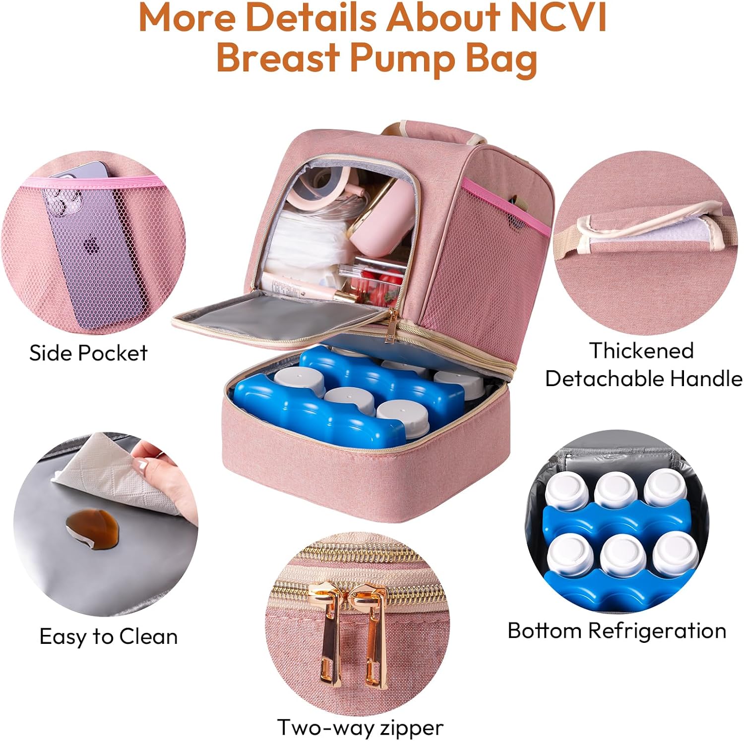 NCVI Breast Pump Backpack, Double Layer Removable, for Spectra/Medela