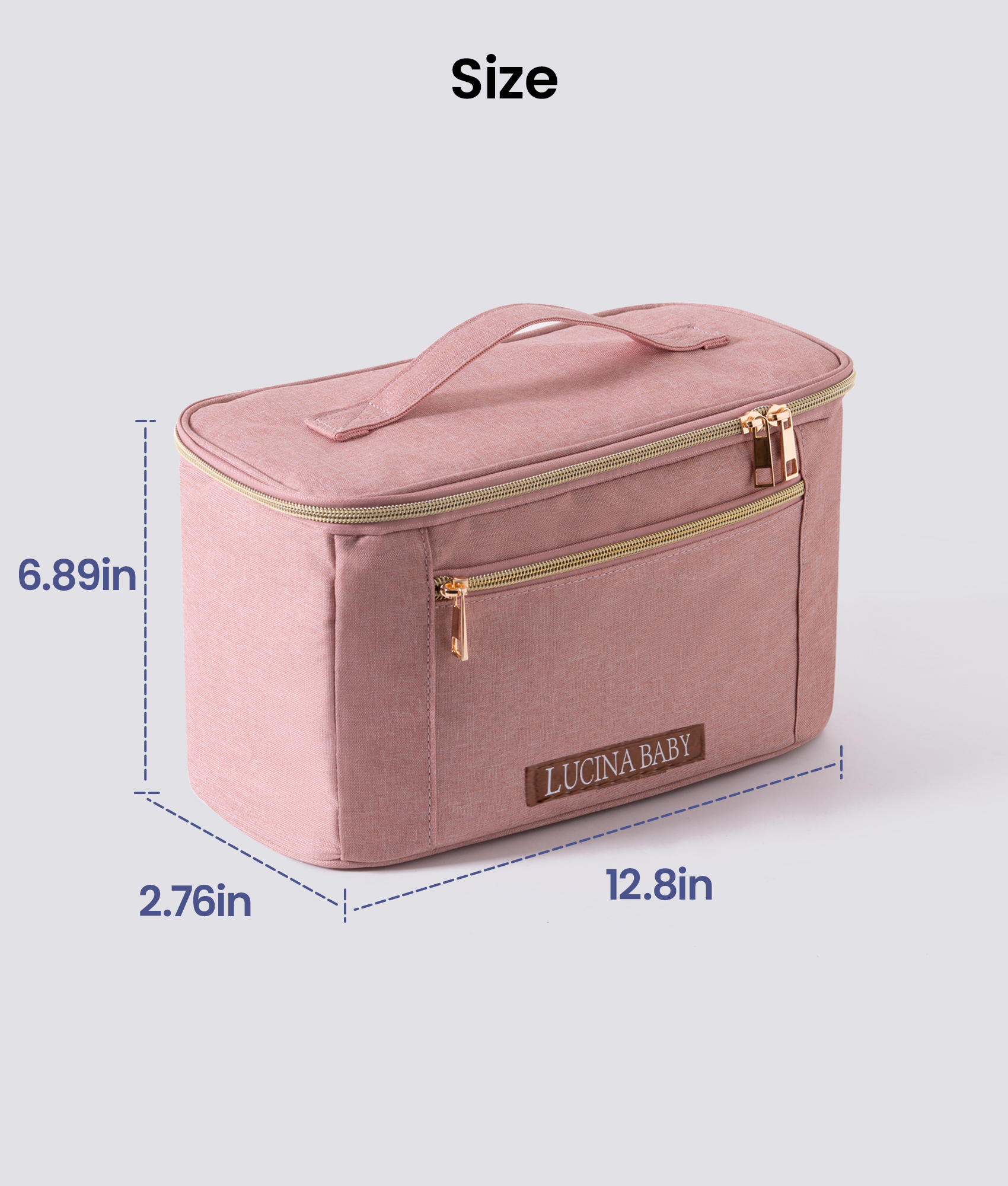 LUCINA BABY breast pump bag size - 12.8 x 6.89 x 2.76 inches, compact yet roomy enough for all your pumping essentials